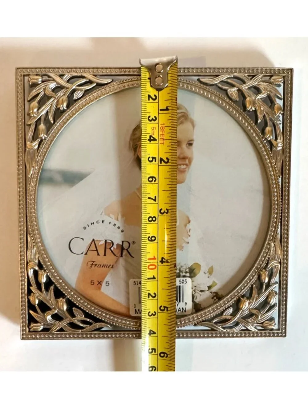VTG 1998 Carr Romantic Occasions Bouquet Picture Frame Round 5x5 Pewter Gold NIB